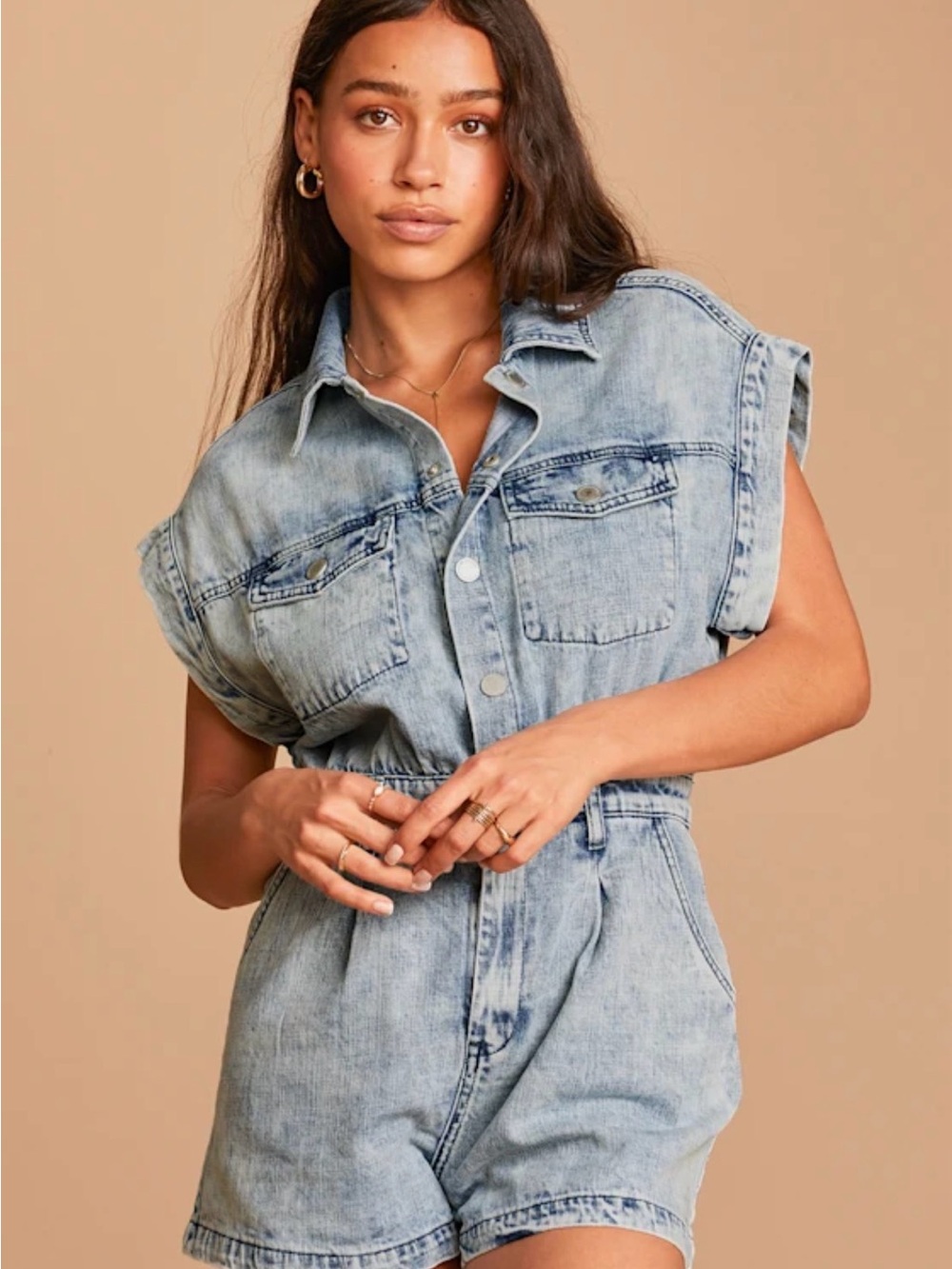 BLANKNYC Light Wash Denim Romper Size Medium